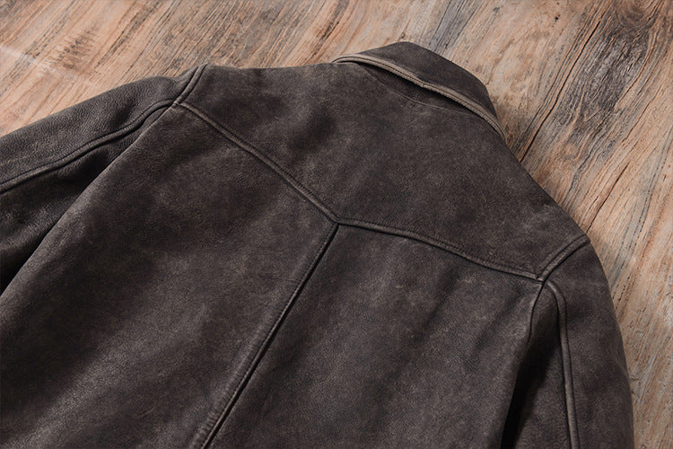 Washed Vintage Men’s Genuine Leather Jacket