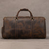 Leather weekender duffle bag with shoe compartment