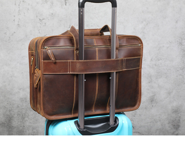 Brown Top Grain Leather Airport Messenger Bag
