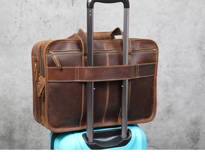 Brown Top Grain Leather Airport Messenger Bag