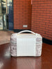 Leather Toiletry Bag in White Embossed Cowhide