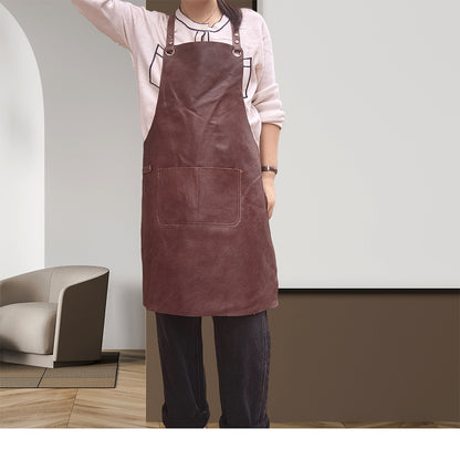 Genuine Leather Cooks Apron with Cross Back Straps