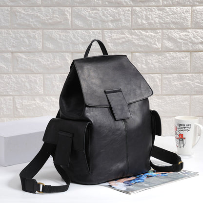 Women top layer cowhide laptop backpack