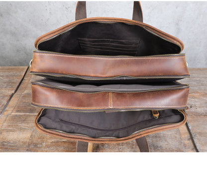 Brown Top Grain Leather Airport Messenger Bag