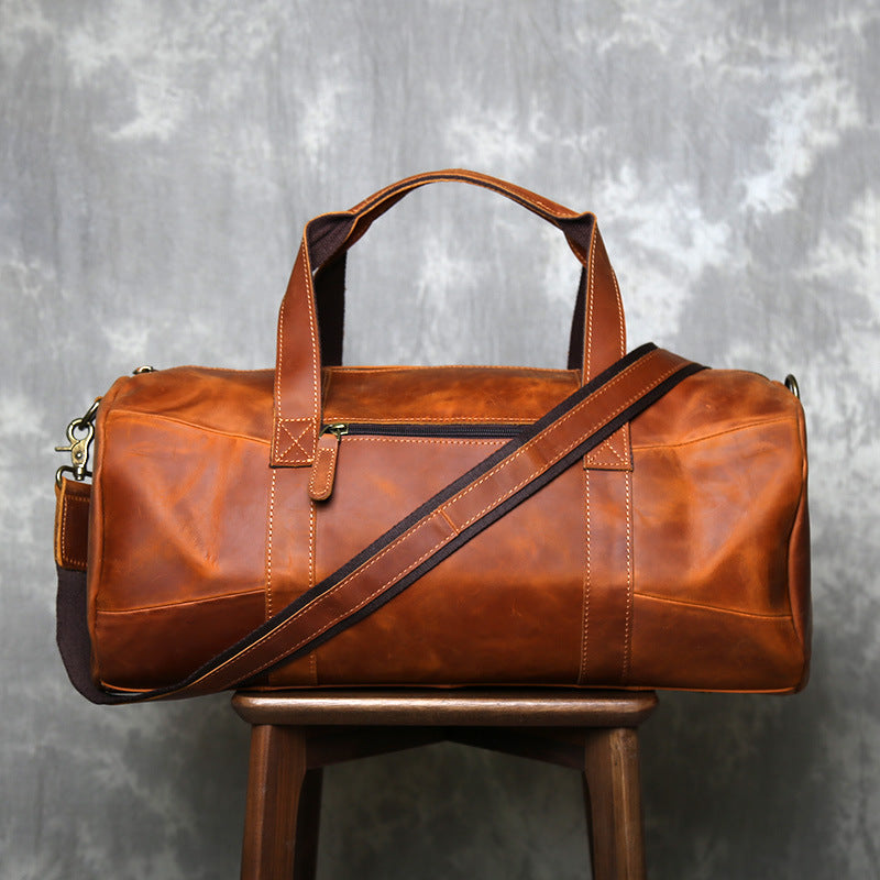 Retro crazy horse leather travel duffel bag