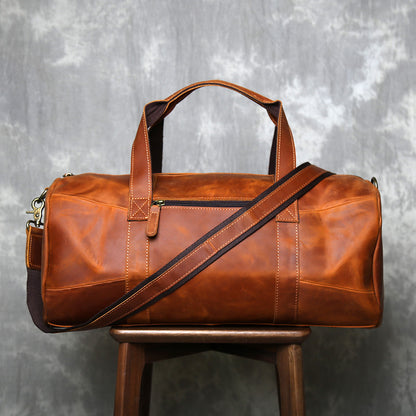 Retro crazy horse leather travel duffel bag