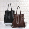 Women Genuine Leather Bucket Shoulder Tote Bag