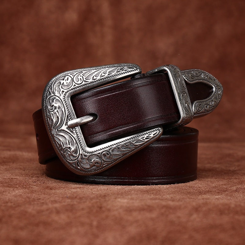 Leather Belt with Buckle for Women in Top-Grain Cowhide