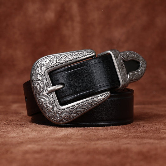 Leather Belt with Buckle for Women in Top-Grain Cowhide