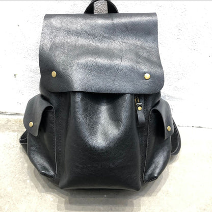 Retro genuine leather women backpack bag