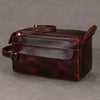 Men's Leather Wash Bag in Dark Brown Top-Grain Cowhide