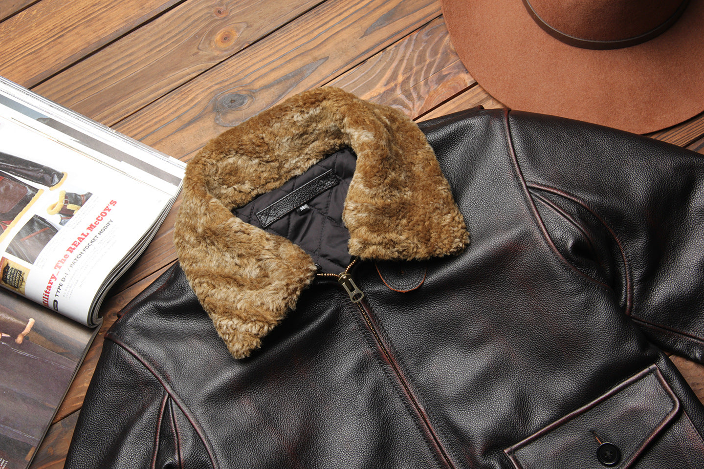 Men Leather Jacket Distressed Aviator Pilot
