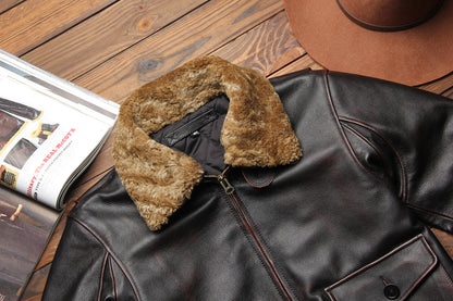 Men Leather Jacket Distressed Aviator Pilot