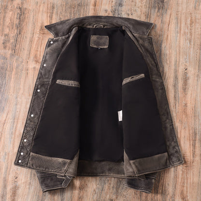 Washed Vintage Men’s Genuine Leather Jacket