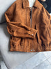 Retro brown goatskin suede lapel jacket