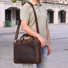 Retro crazy horse leather slim briefcase