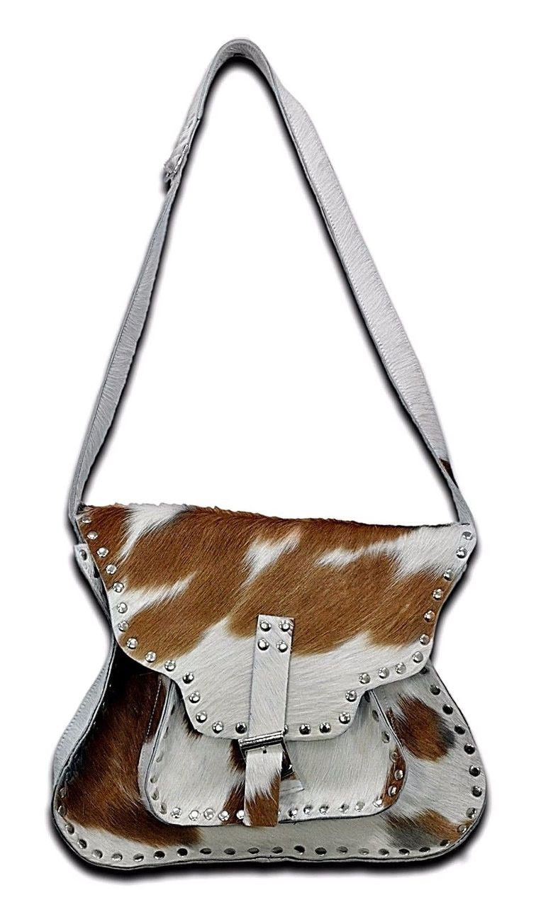 Brown And White Cow Hide Shoulder Bag