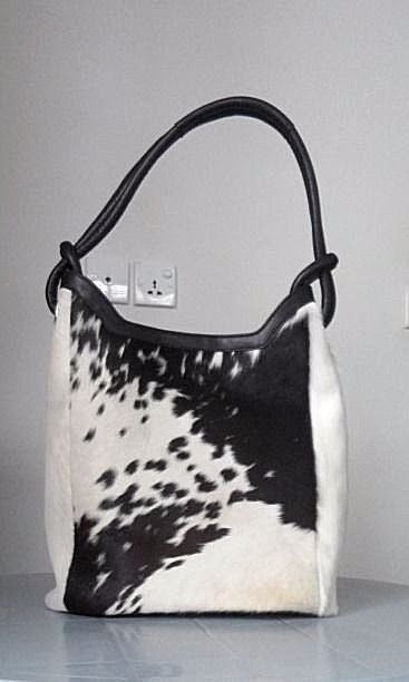 Spotted Black White Cowhide Hand Bag. 