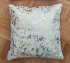Cowhide Cushion Covers Gold Pillow Cover Two Metallic 16 by 16 inch