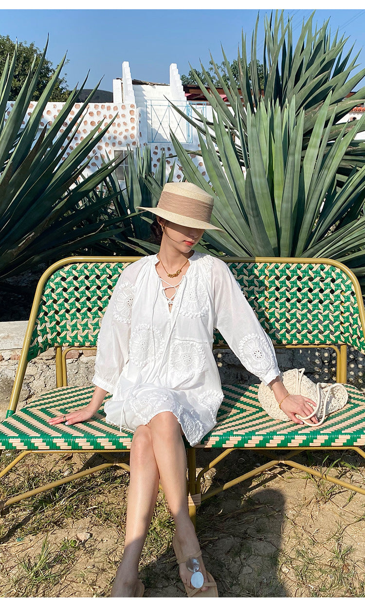 Women Summer Dresses White French Vacation Dress