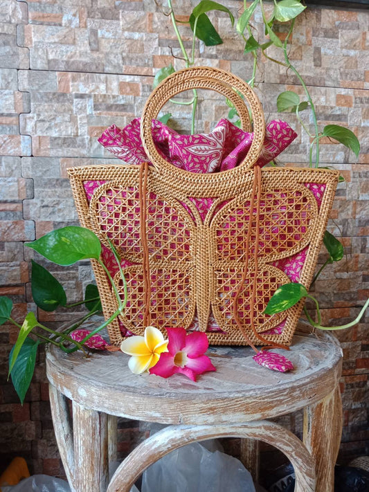 Natural Rattan Shopper Handbag