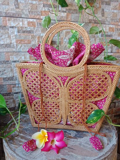 Natural Rattan Shopper Handbag