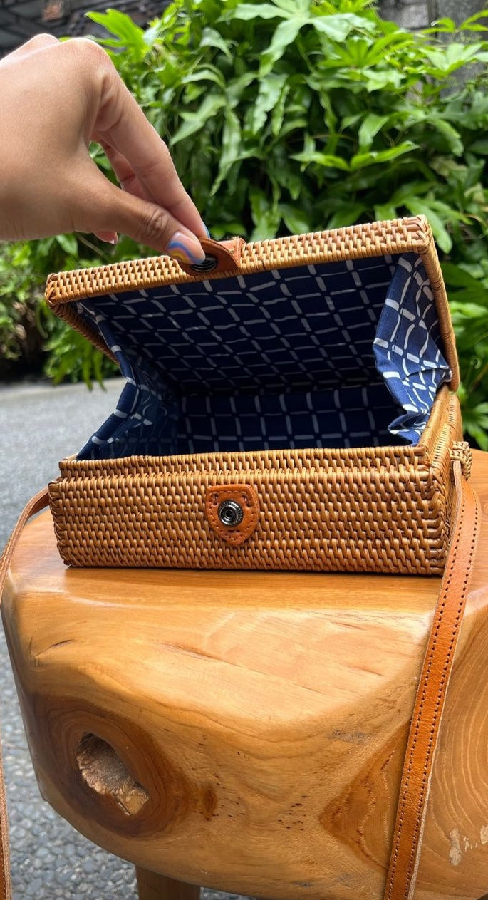 Rattan Square Sling Bag