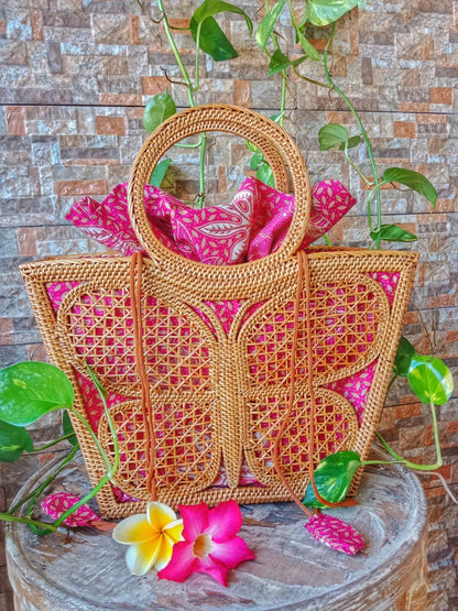 Natural Rattan Shopper Handbag