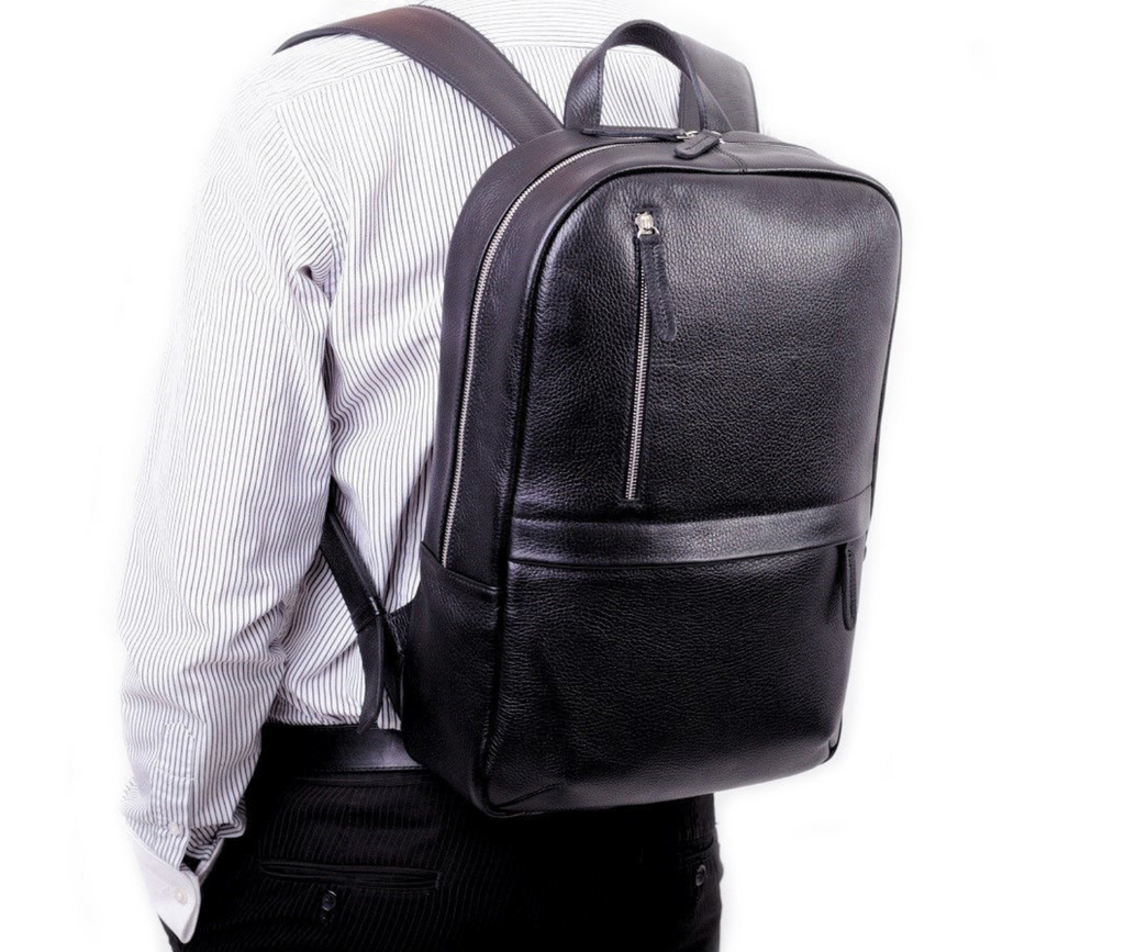 Black Genuine Leather Backpack