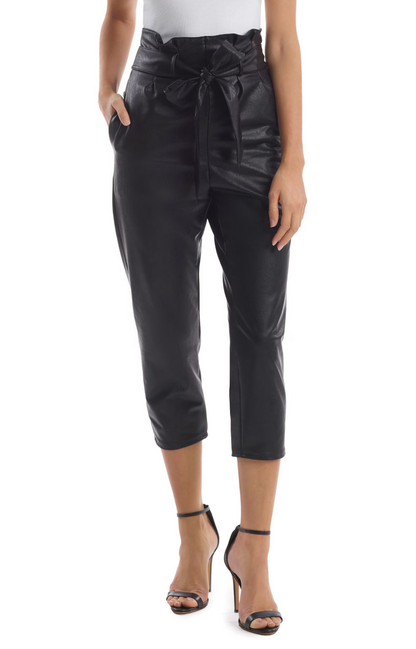 paperbag leather pants women