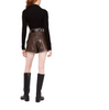 brown leather high waisted shorts