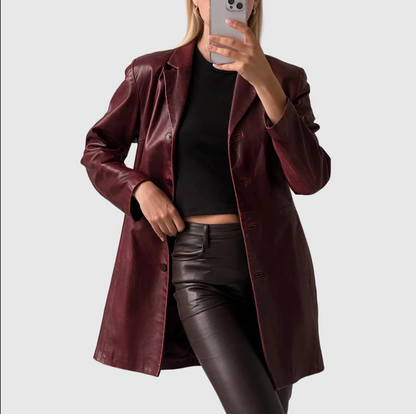 long leather coat women