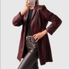 long leather coat women