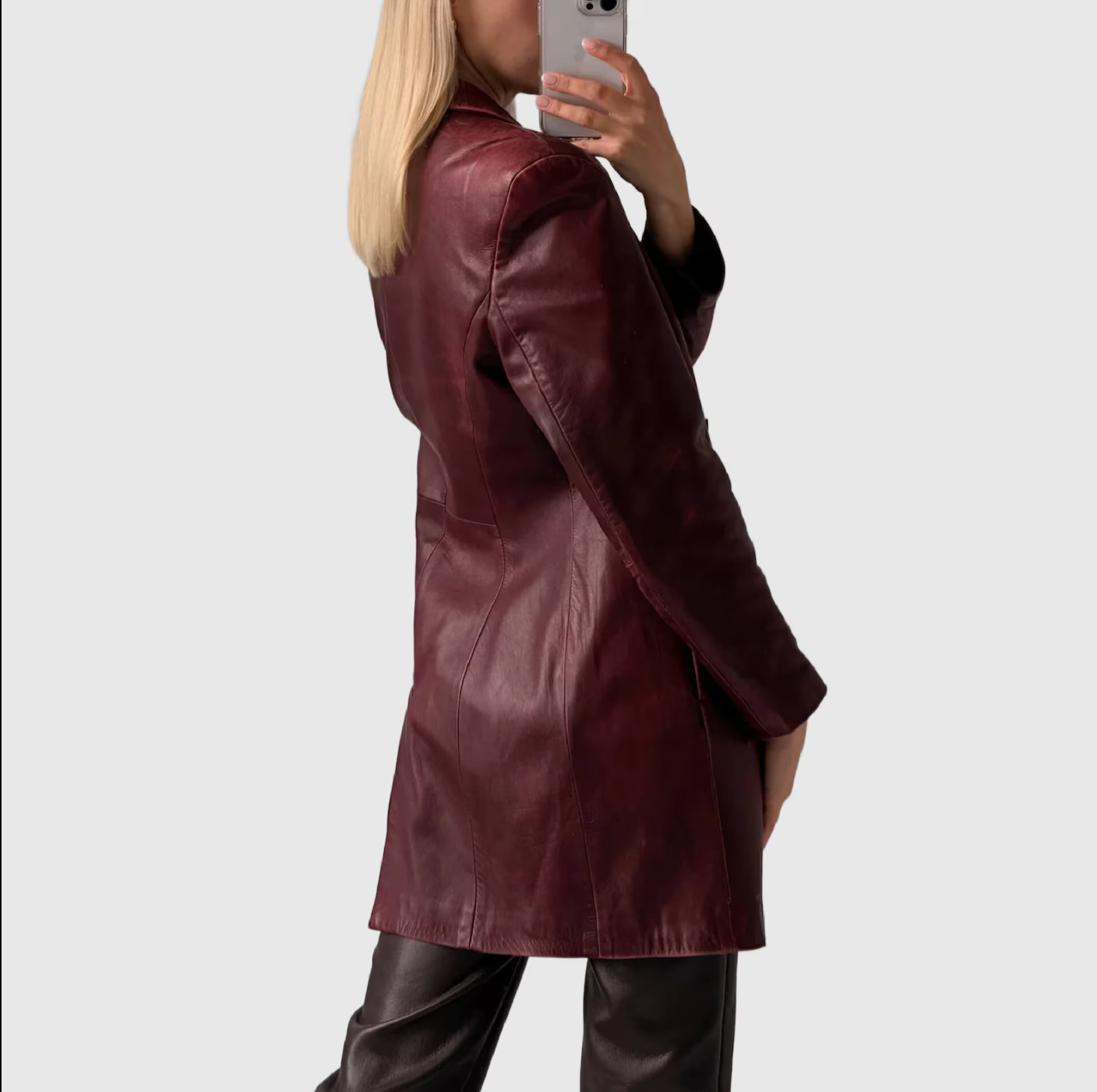 long leather coat women