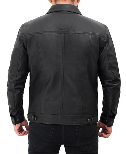 men's slim fit leather shirt