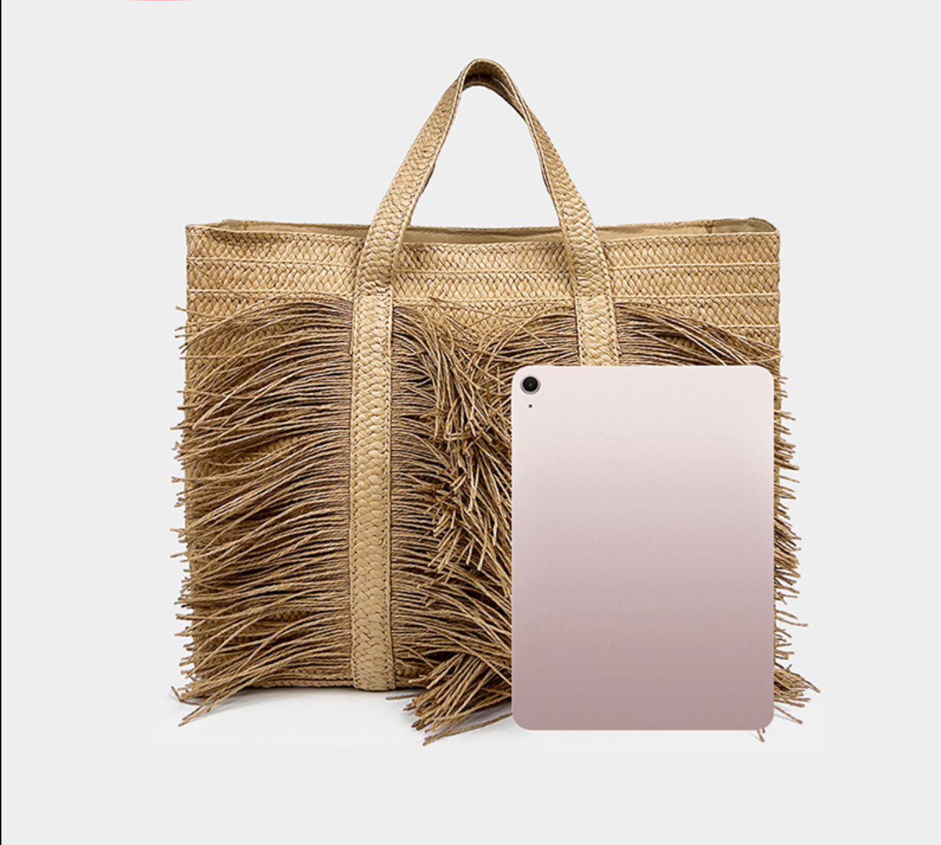 Large Fringe Straw Tote Bag for Women
