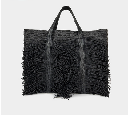 Large Fringe Straw Tote Bag for Women