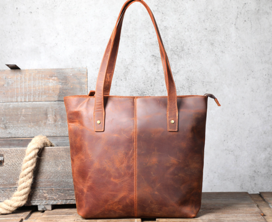 Real Cowhide Leather Tote Bag Crazy Horse