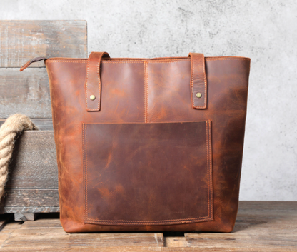 Real Cowhide Leather Tote Bag Crazy Horse