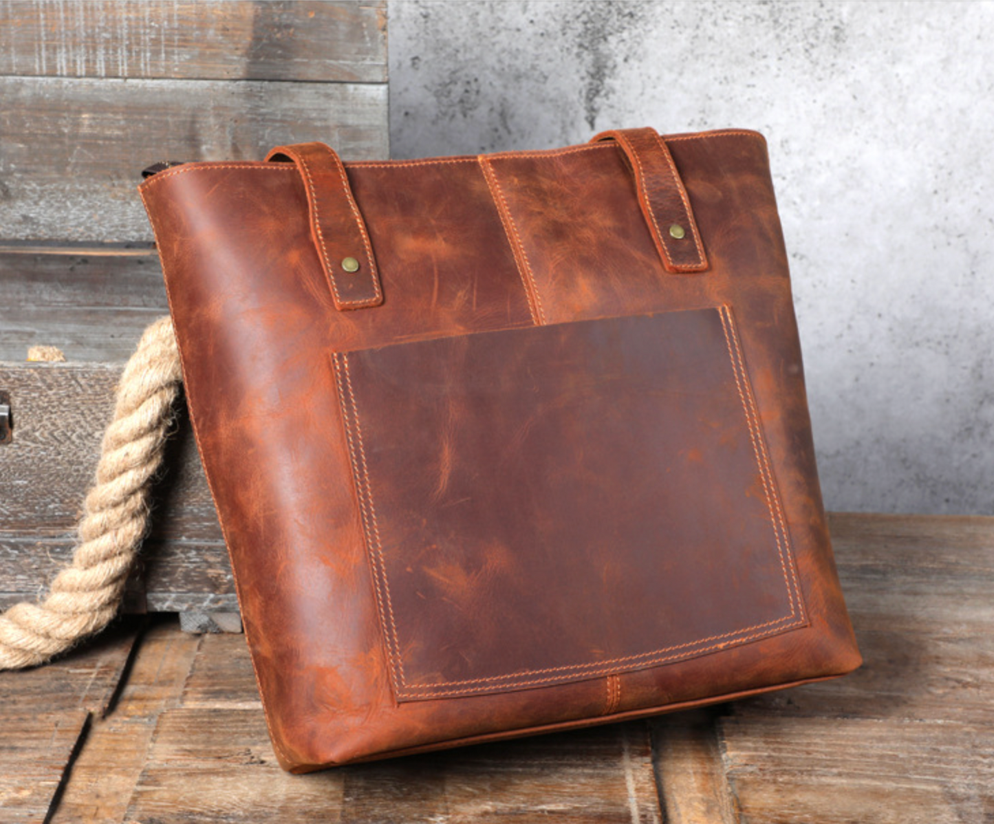 Real Cowhide Leather Tote Bag Crazy Horse