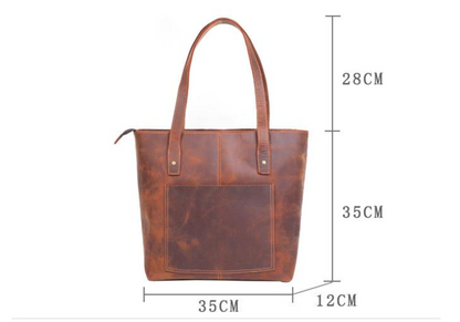 Real Cowhide Leather Tote Bag Crazy Horse