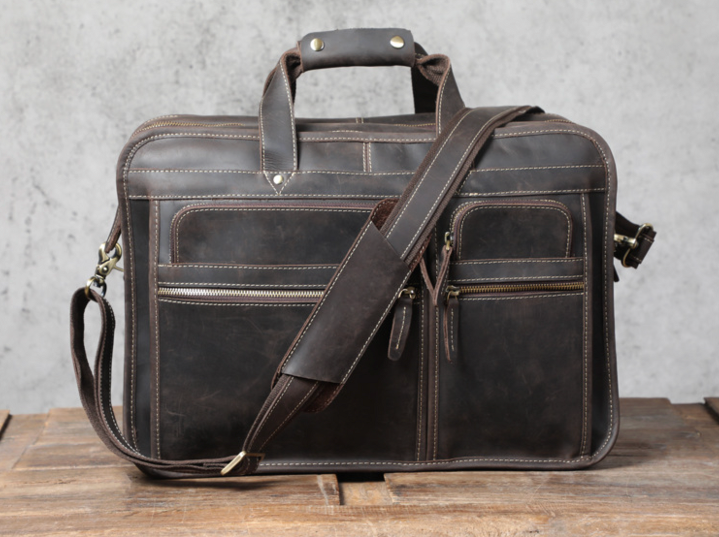 Men’s Vintage Top Grain Leather Office Messenger Bag