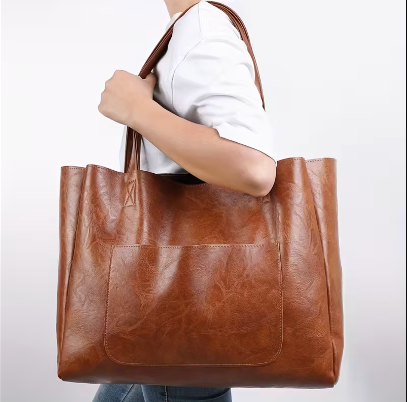 Women’s Large Leather Tote Bag for Daily & Office Use