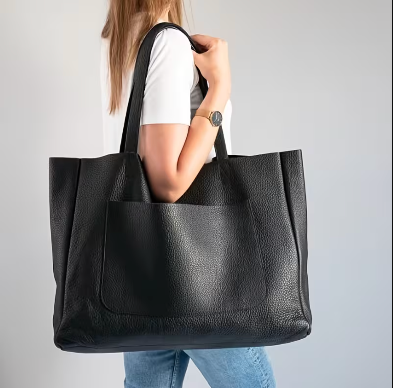 Women’s Large Leather Tote Bag for Daily & Office Use