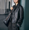 Leather short jacket women sheepskin coat