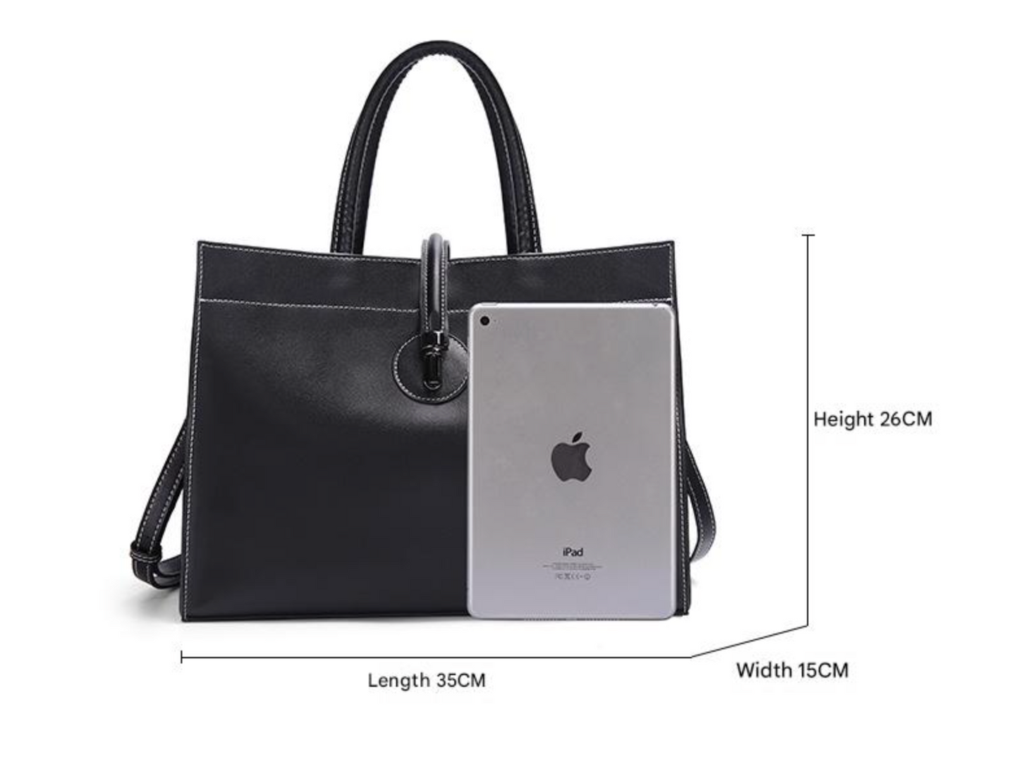 Leather tote bag for women with crossbody strap