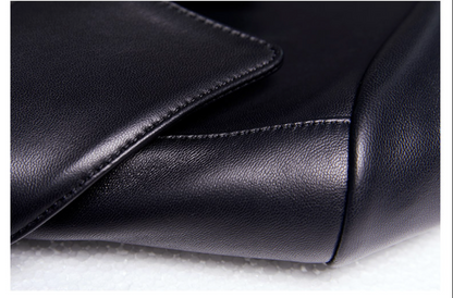 Women slim fit brown biker leather jacket