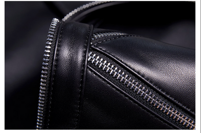 Women slim fit brown biker leather jacket