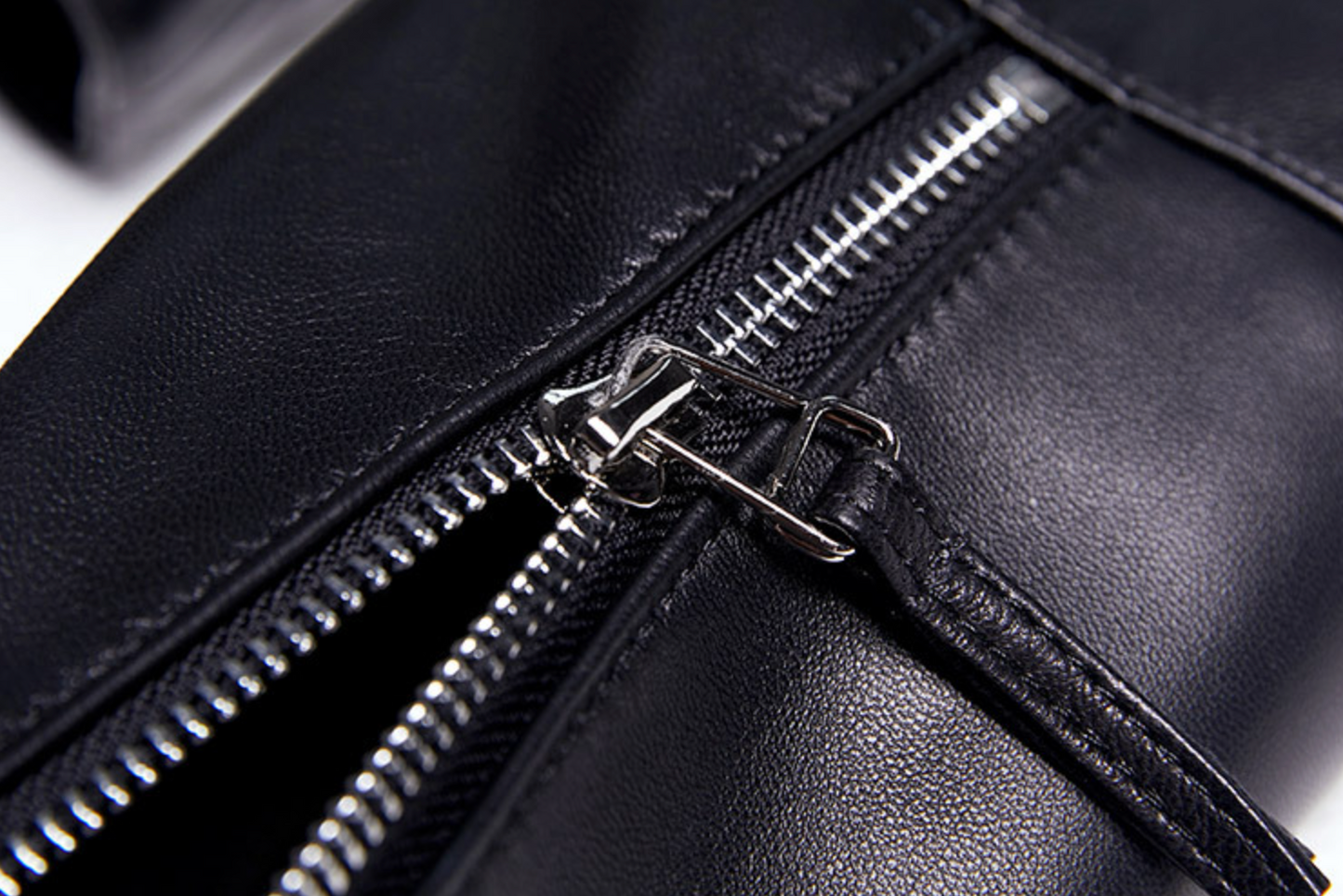 Petite women black slim fit leather jacket