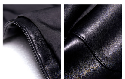 Petite women black slim fit leather jacket